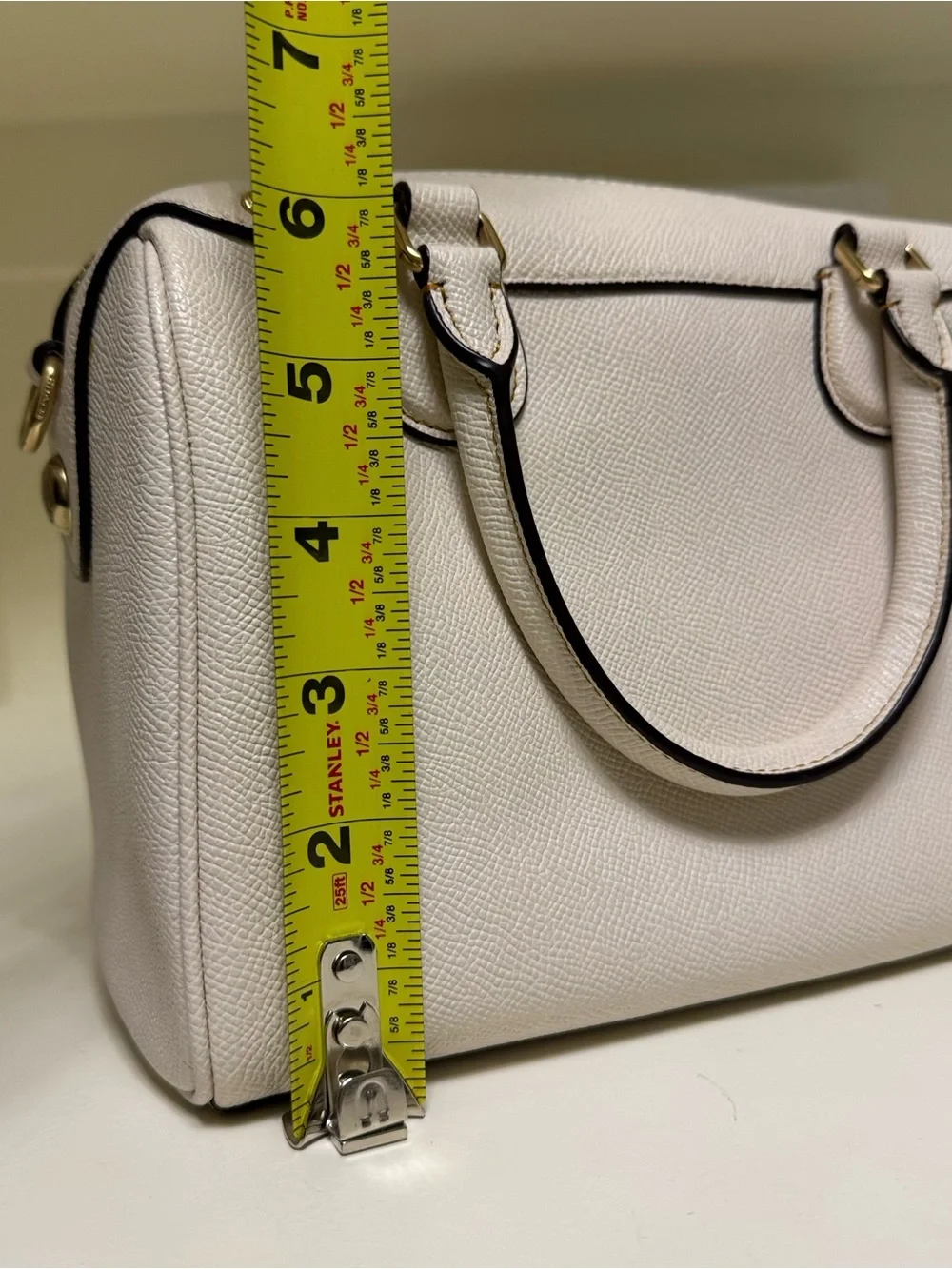 Coach White Leather Satchel with Pink Floral Embroidery